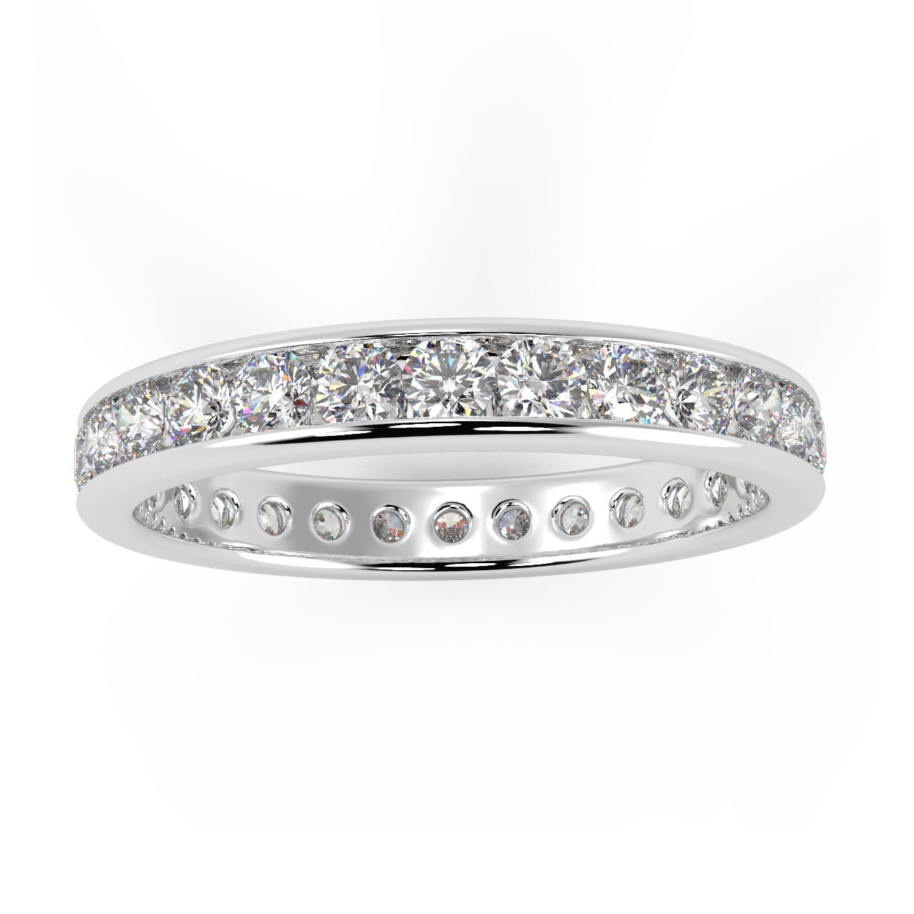 1.00CT NATURAL ROUND DIAMOND CHANNEL SET FULL ETERNITY RING FOR WOMEN'S