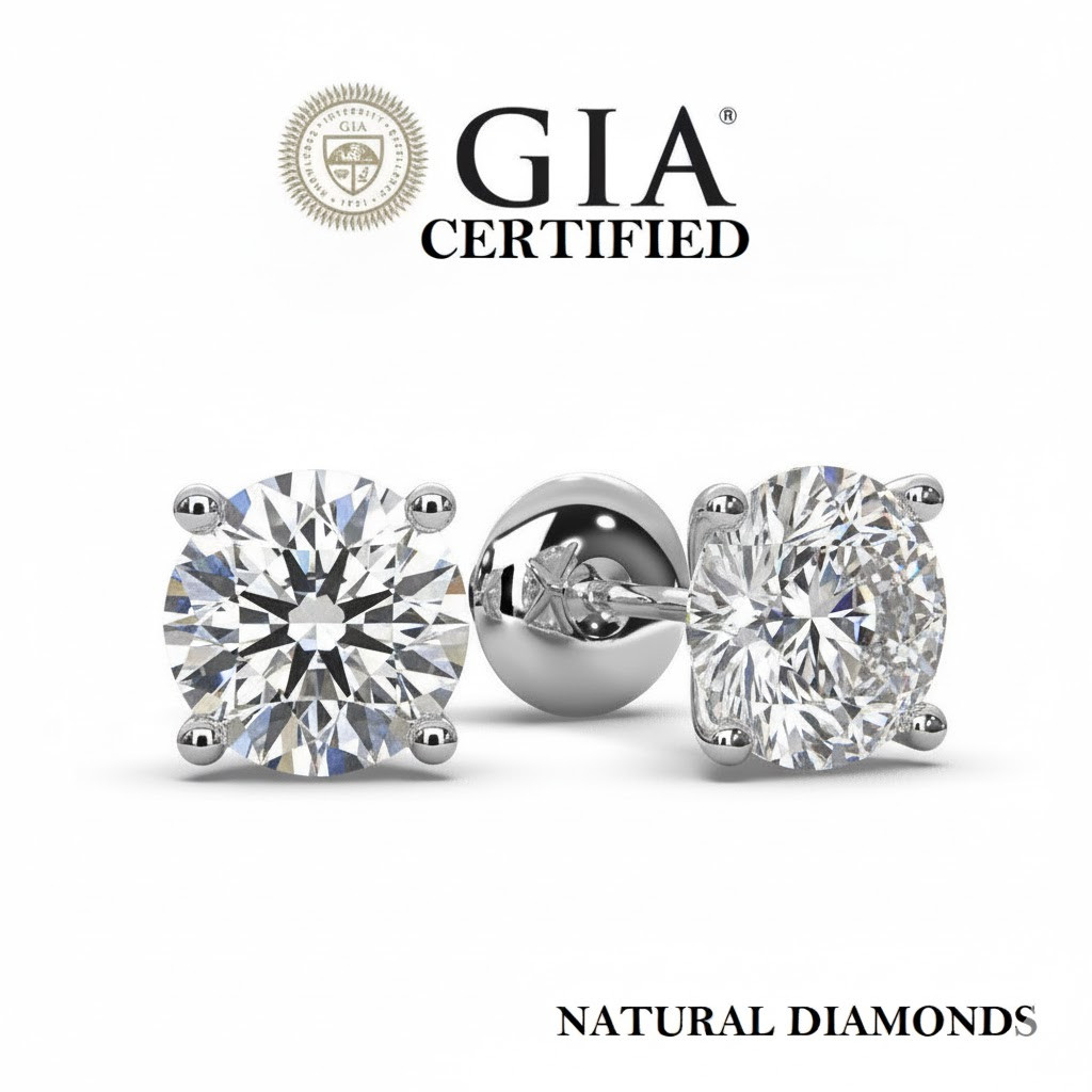 Last Piece! 0.80ct Natural Earth-Mined Round Diamond Stud Earrings In 950 Platinum
