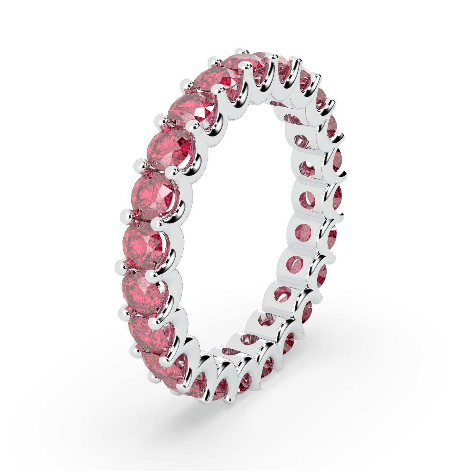 AAA QUALITY RUBY U PRONG FULL ETERNITY RING IN HALLMARKED GOLD