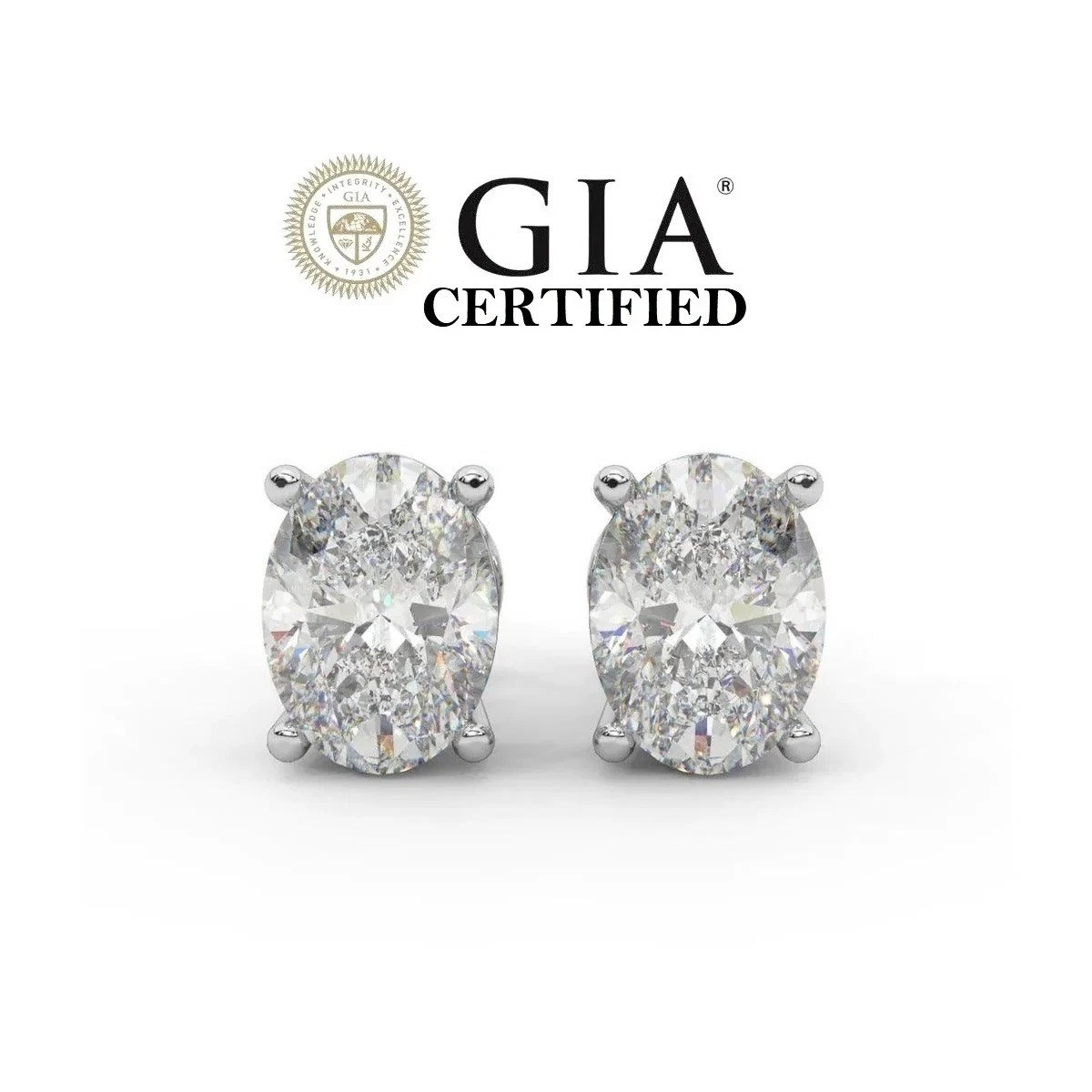 GIA Certified 2.00CT Natural Oval Diamond Screw Back Stud Earrings In 950 Platinum