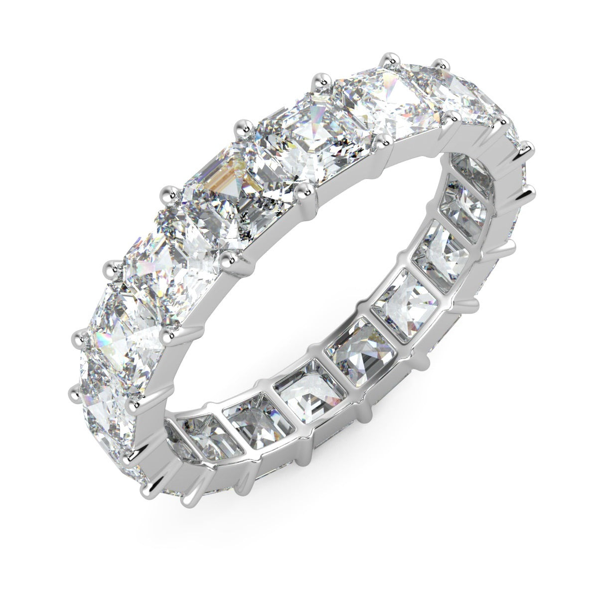 Luxurman 18K Gold & 3 Carat Asscher Cut Diamond Eternity Ring