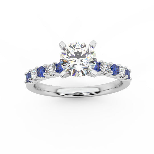 ROUND DIAMOND & SAPPHIRE ENGAGEMENT RING