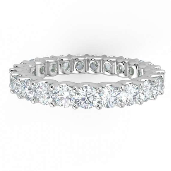 1.00 CT ROUND DIAMOND " U " PRONG FULL ETERNITY RING IN 18K WHITE / YELLOW GOLD