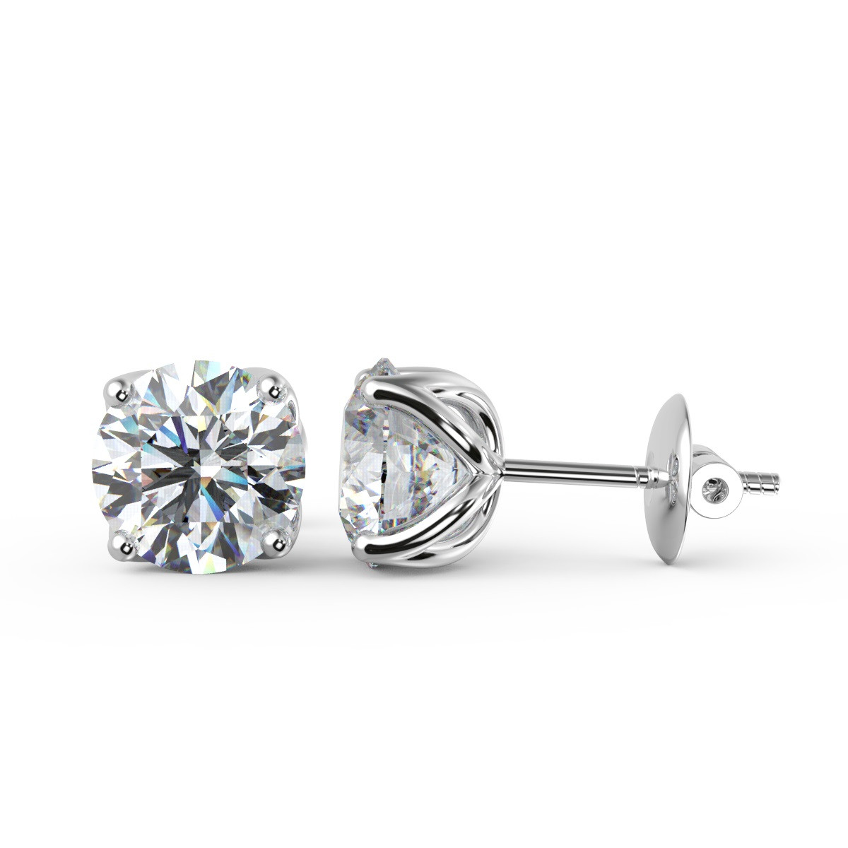 Round Brilliant Cut Diamond Stud Earrings 0.20ct - 2.00ct