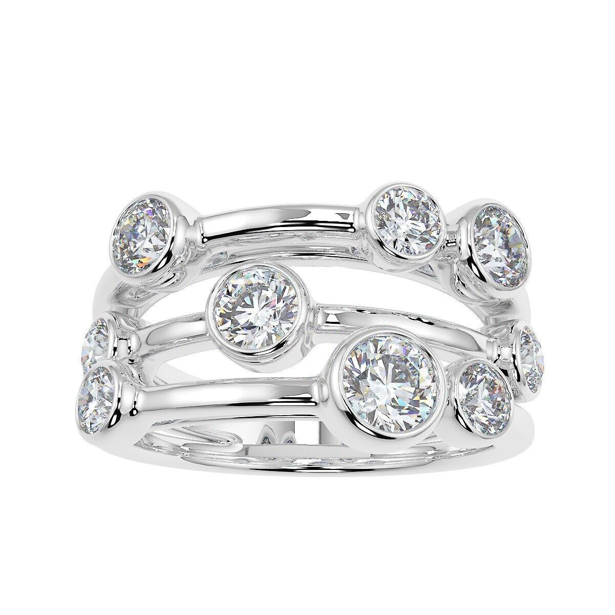 Special Offer F/VS 2.00Ct Round Diamonds Bubble Ring, UK Hallmarked 950 Platinum