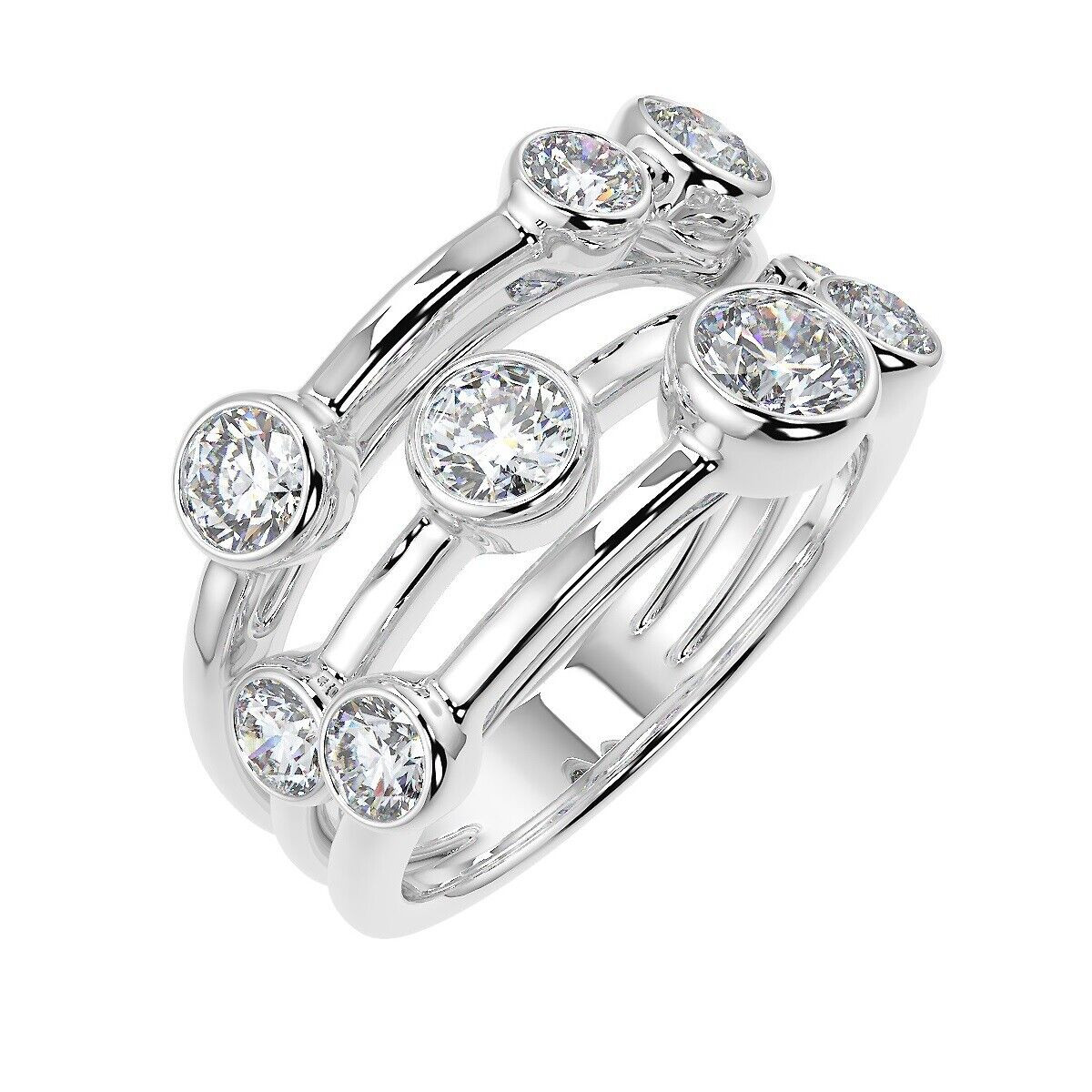 Special offer.. 2.50Ct Round Diamond Bubble Ring, UK Hallmarked Platinum