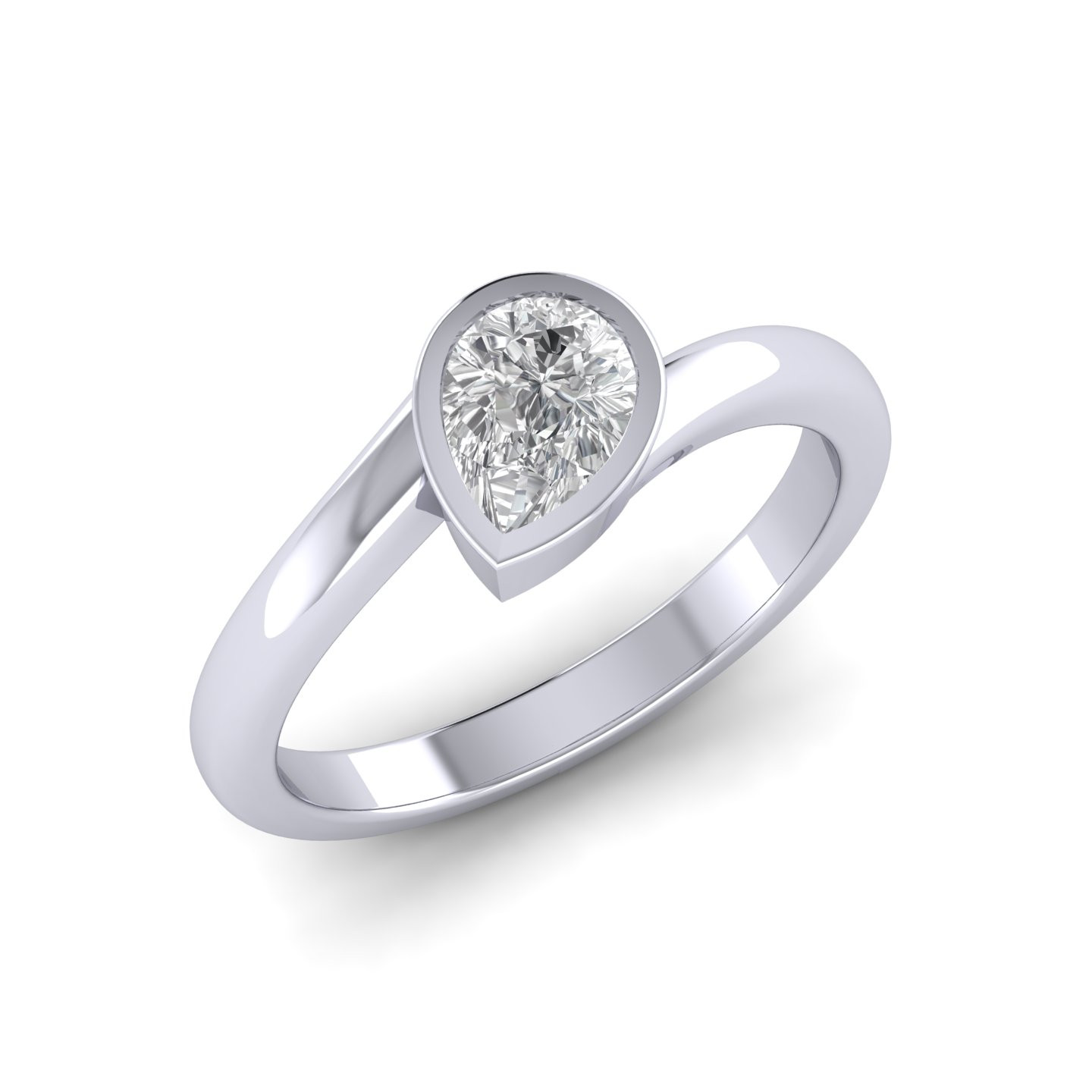 0.70 Ct Natural Pear Shape Diamond Solitaire Engagement Ring Hallmarked 18k White Gold