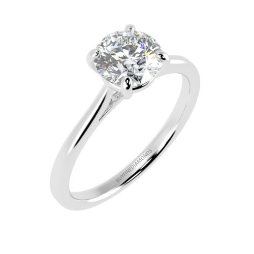 Top Quality D/VS 0.75 CT Round Diamond Engagement Ring Made In Heavy Platinum