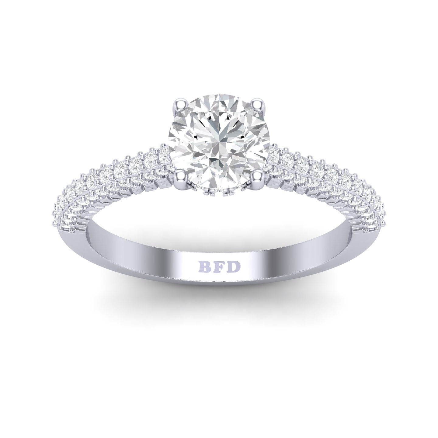 Round Diamond Hidden Halo Designer Engagement Ring