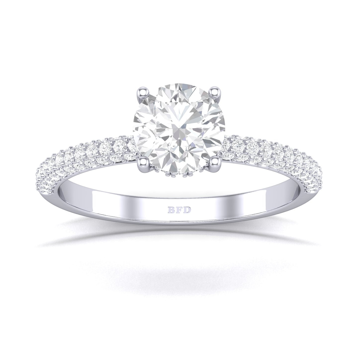 Round Diamond Hidden Halo Multi Row Engagement Ring