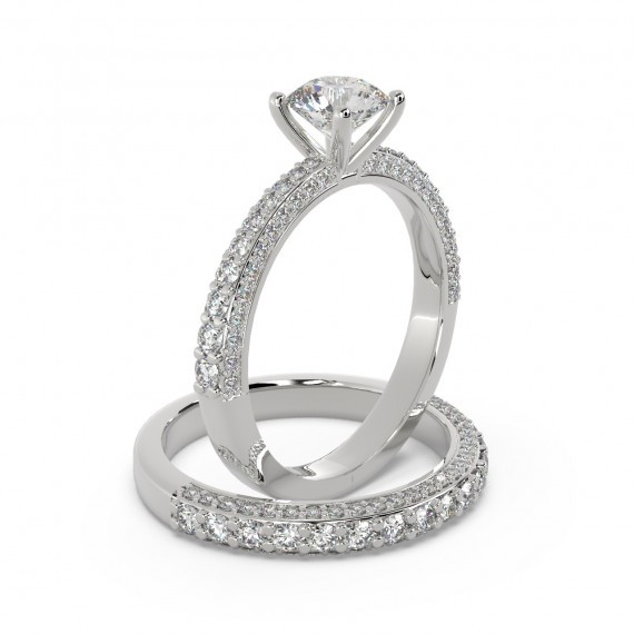 100 NATURAL CERTIFIED 1.00CT ROUND DIAMOND ENGAGEMENT BRIDAL SET RING