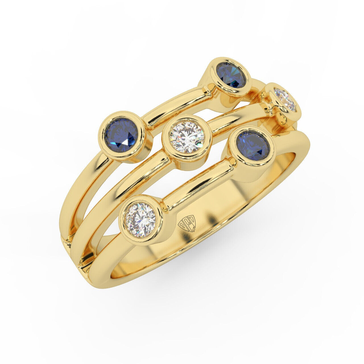 Tanzanite & Diamond Bezel Set Bubble Ring For Women In Yellow Gold - 0.85 Carat