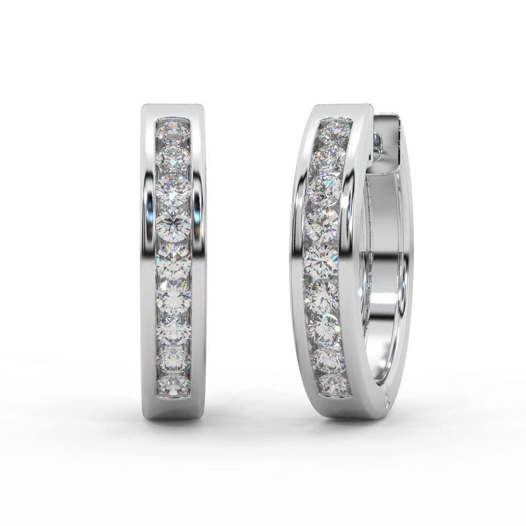 Mens white gold diamond hoop clearance earrings