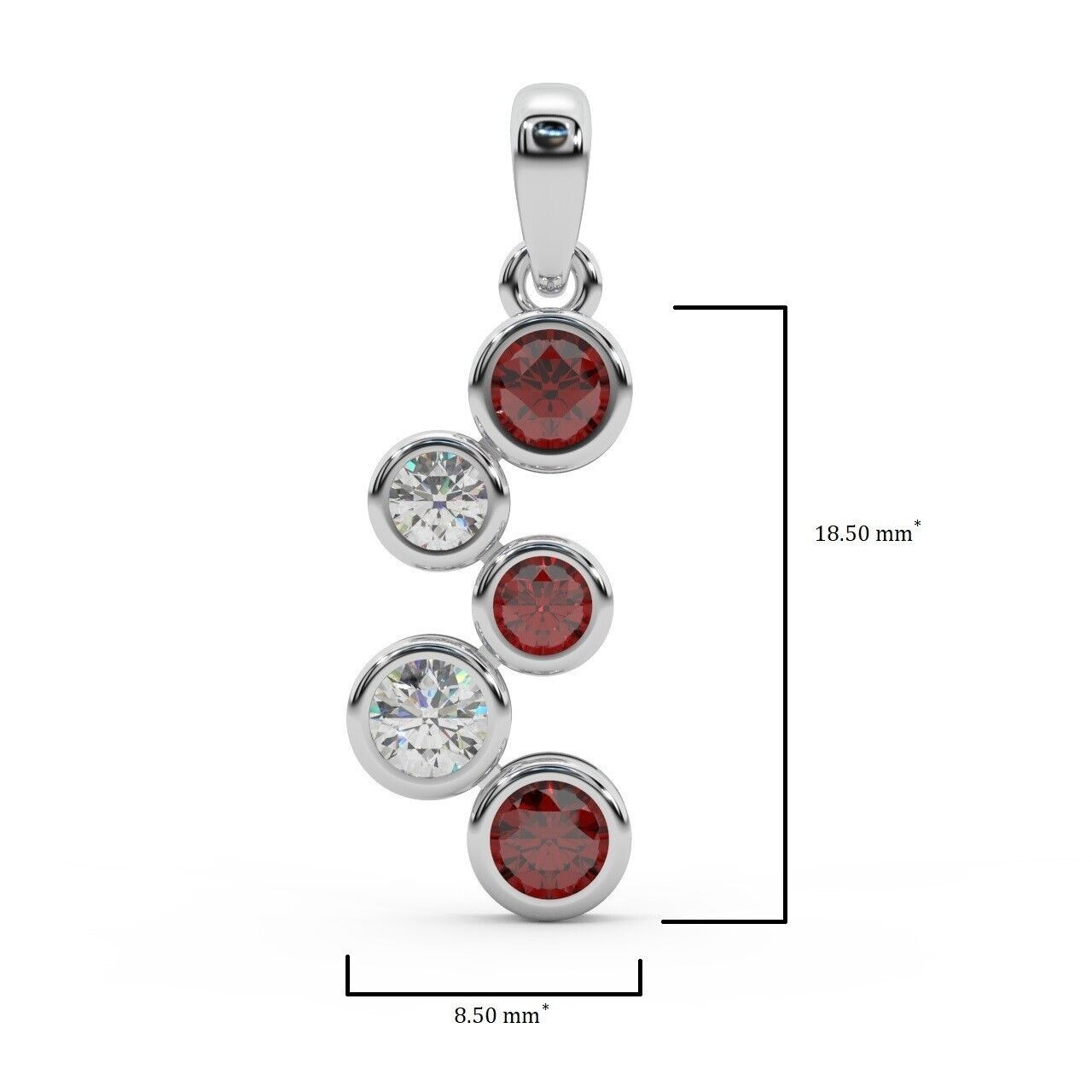 1.00 Ct Ruby & Diamond Bezel Set Designer Pendant Crafted In White Gold