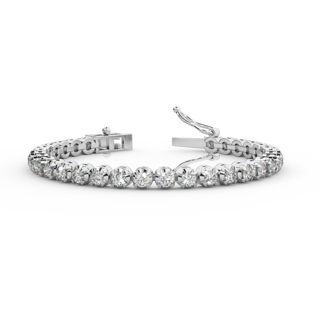 100% NATURAL ROUND DIAMOND TENNIS BRACELET CRAFTED IN 9K WHITE GOLD 1.50CT 