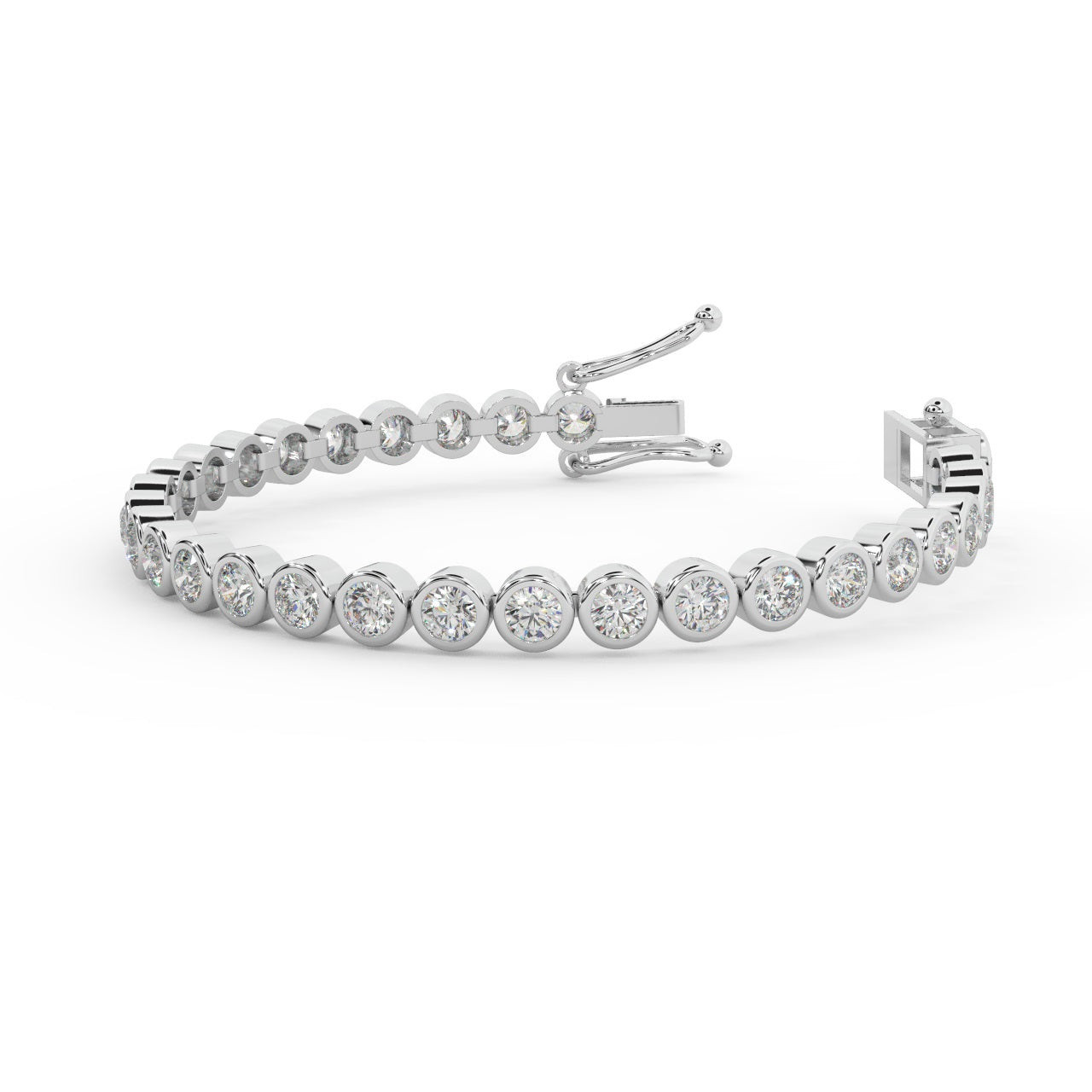 BEST OFFER..! 5.00 CT NATURAL ROUND DIAMOND BEZEL SET TENNIS BRACELET IN GOLD FOR WOMEN