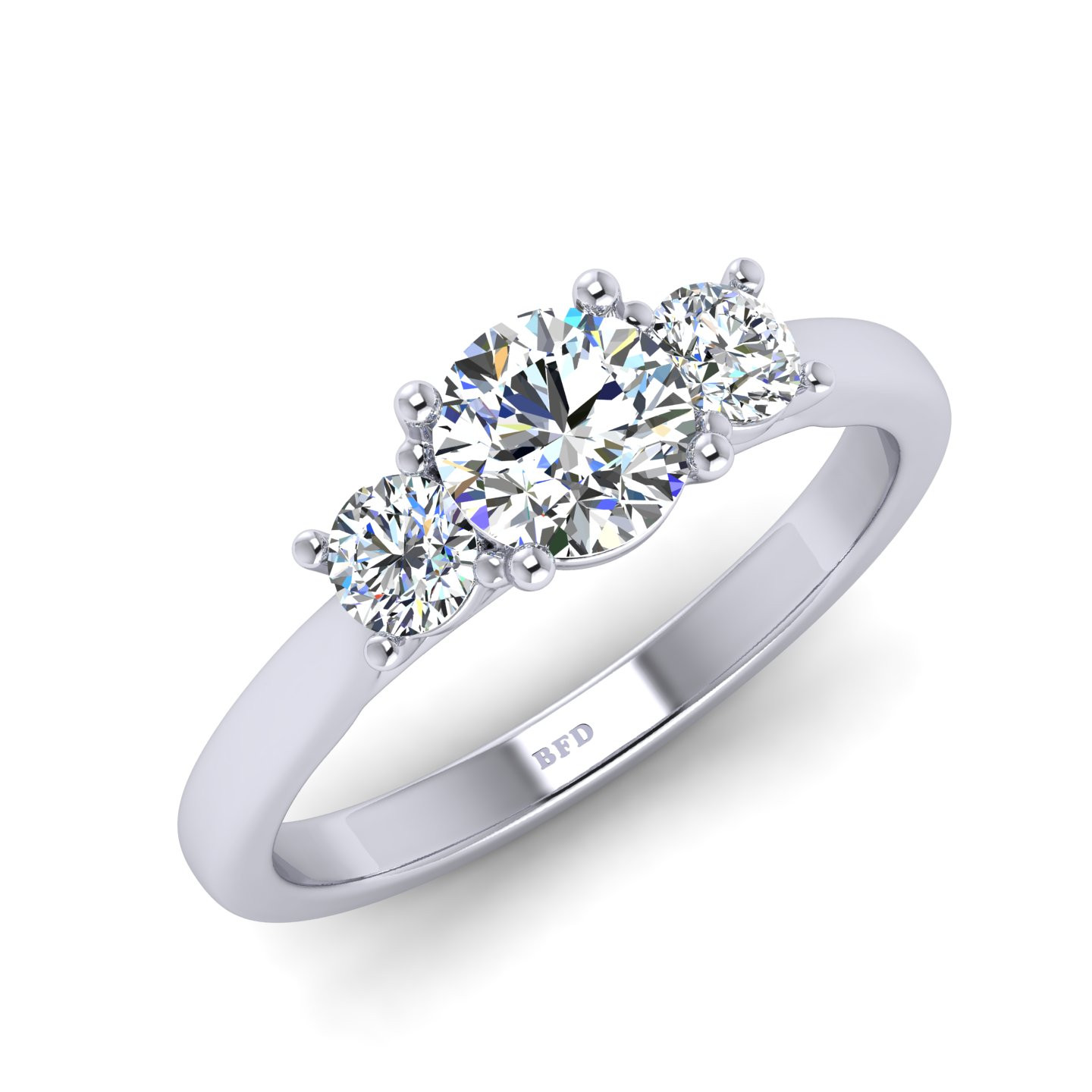 1.00CT CLASSIC ROUND DIAMOND TRILOGY ENGAGEMENT RING IN PLATINUM