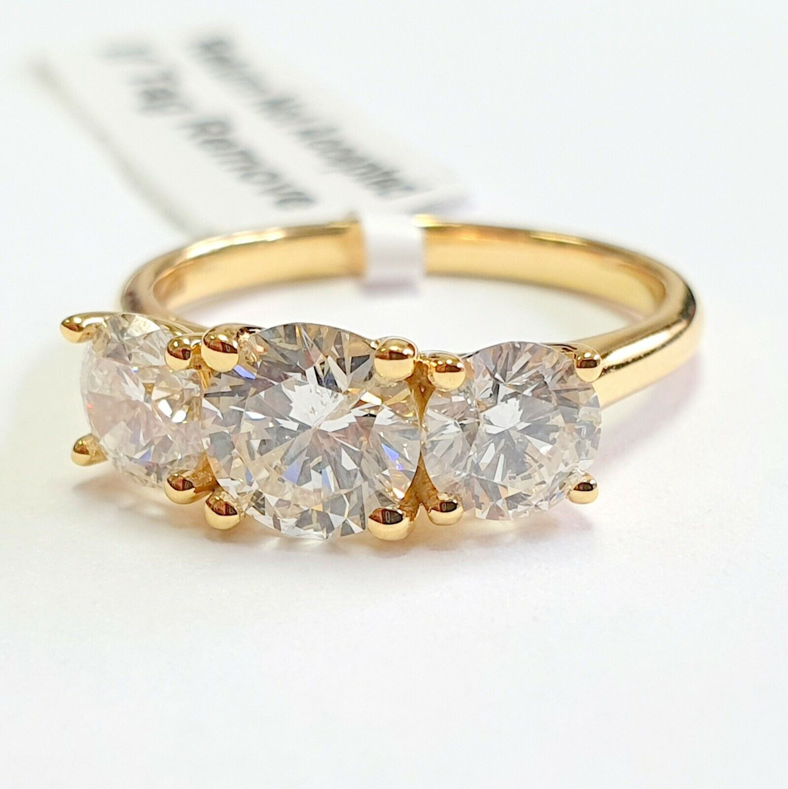 Best Deal..! F/VS 2.02 Ct Round Diamond Claw Set Trilogy Engagement Ring  In UK Hallmarked 18k Yellow Gold