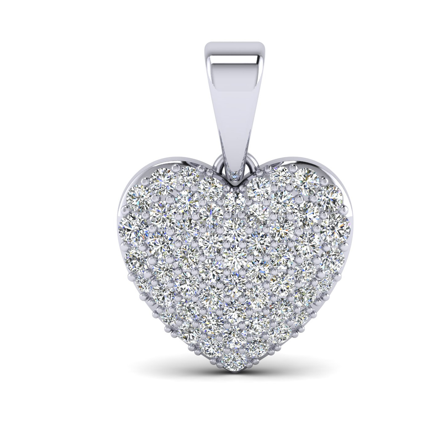 F/VS 0.70 CT NATURAL ROUND DIAMOND HEART SHAPE PENDANT WITH CHAIN , WHITE GOLD 