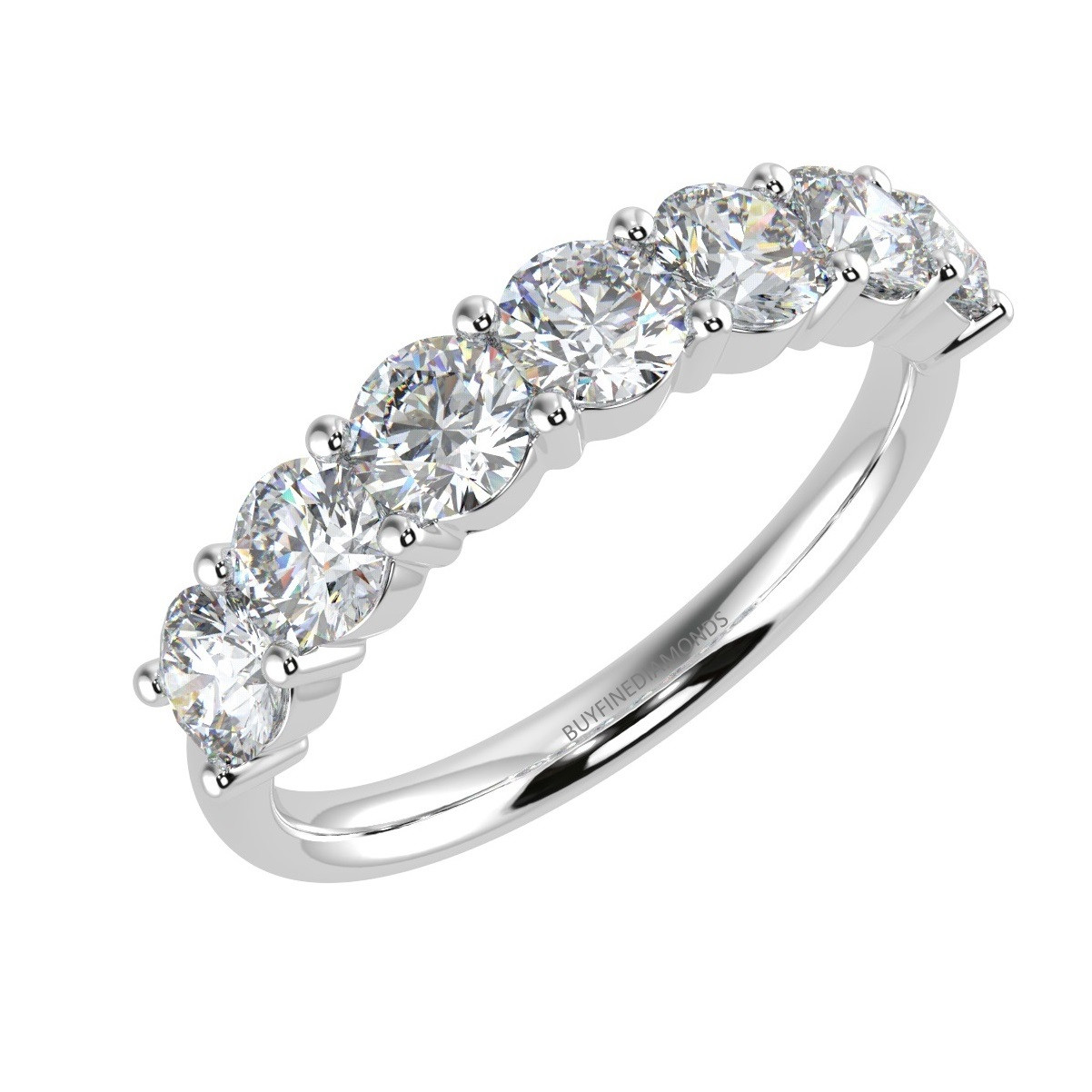 Precious F/VS 1.10 Ct 9 Natural Round Diamond Claw Set Half Eternity Ring In Platinum