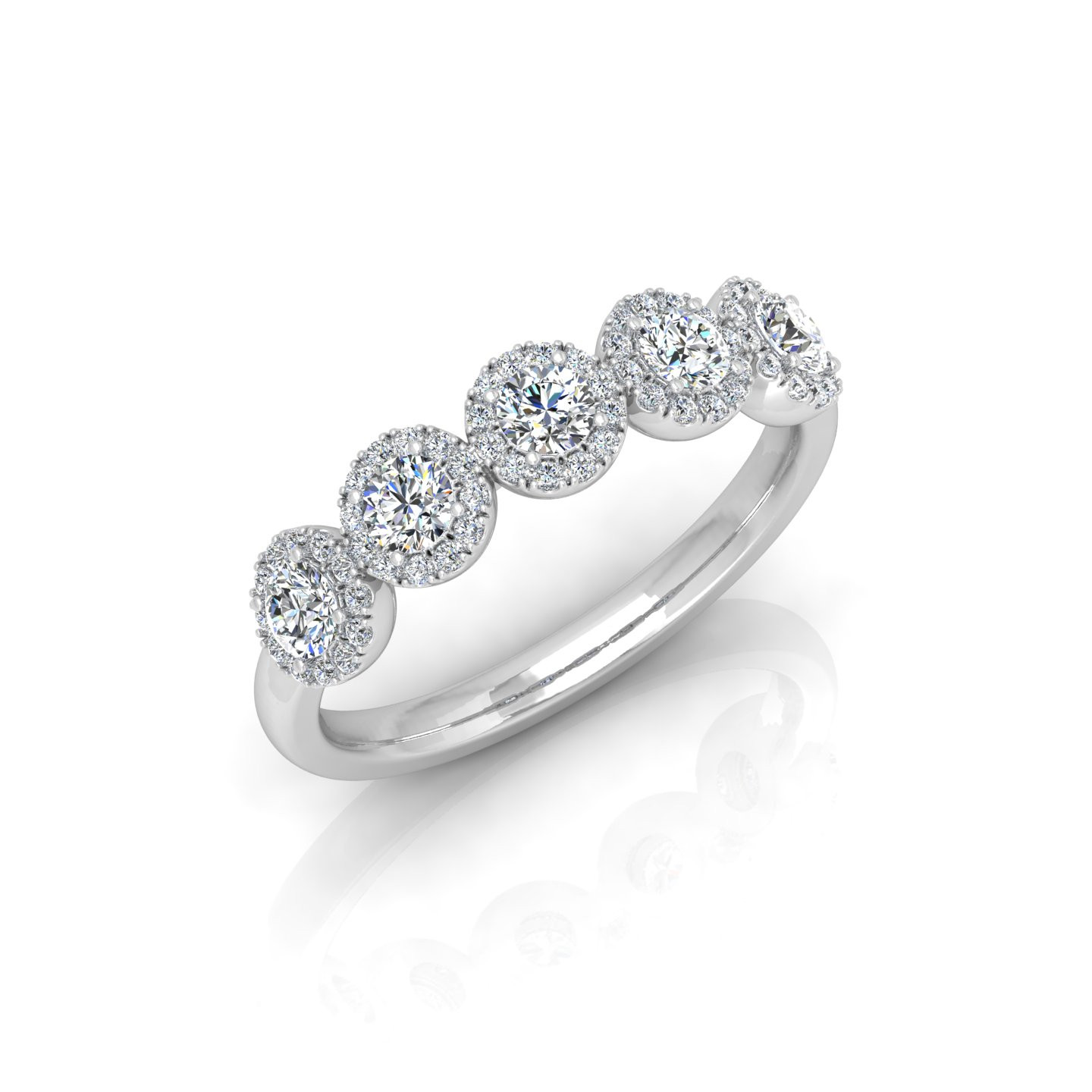 0.50 Ct F/Vs Natural Round Diamond Halo Set half Eternity Ring In Platinum