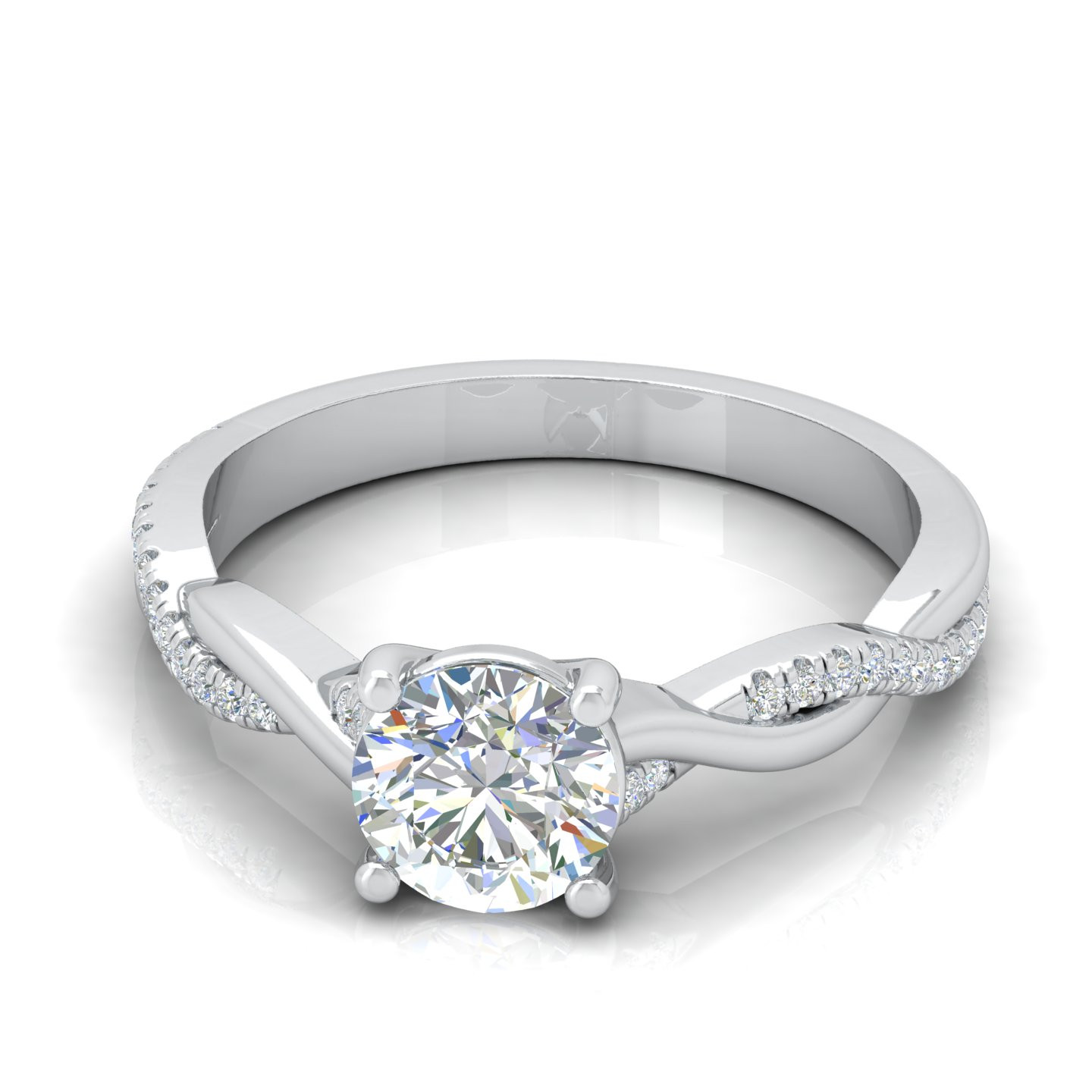 Round Diamond Claw Set Twisted Engagement Ring