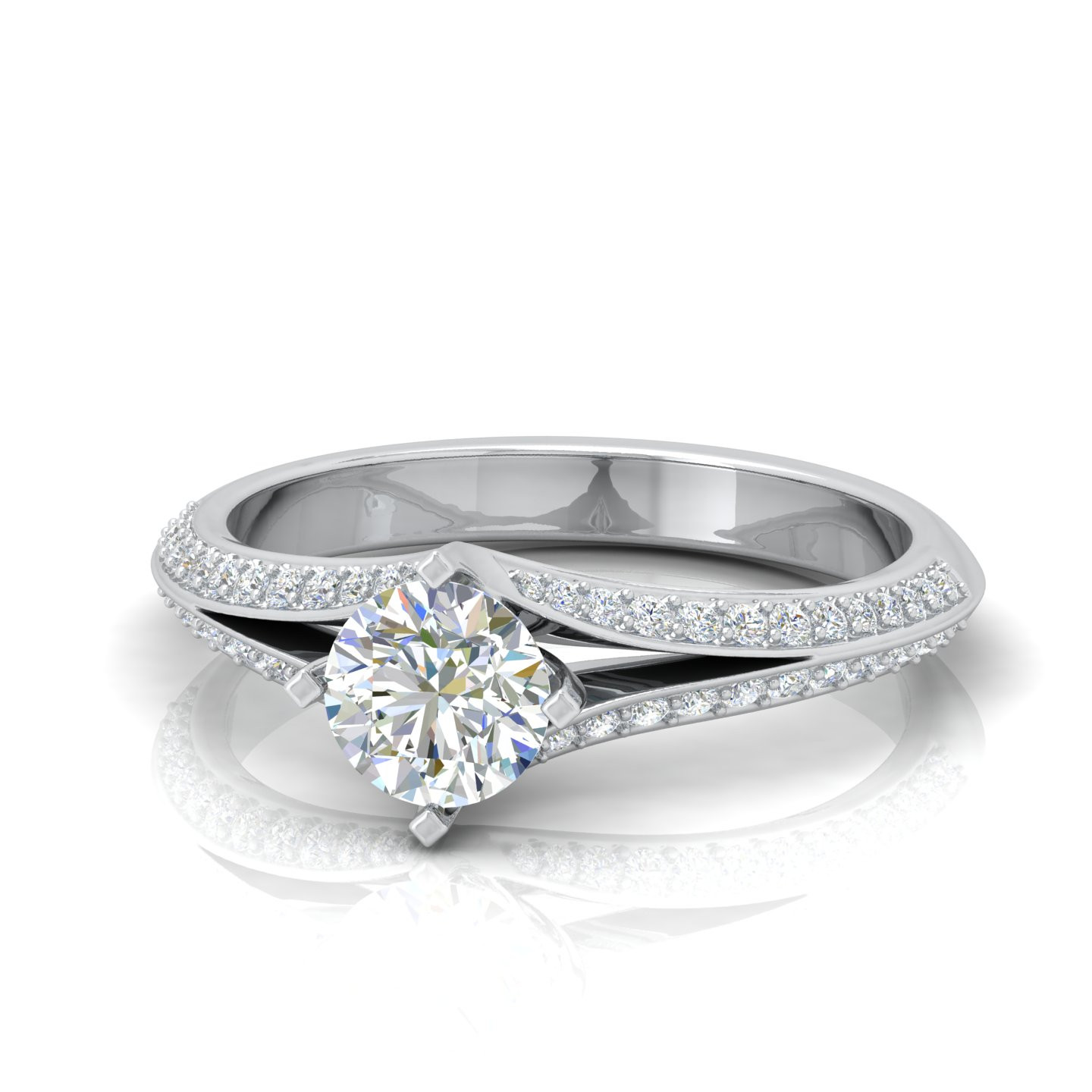 Round With Side Diamond Designer Engagement Ring