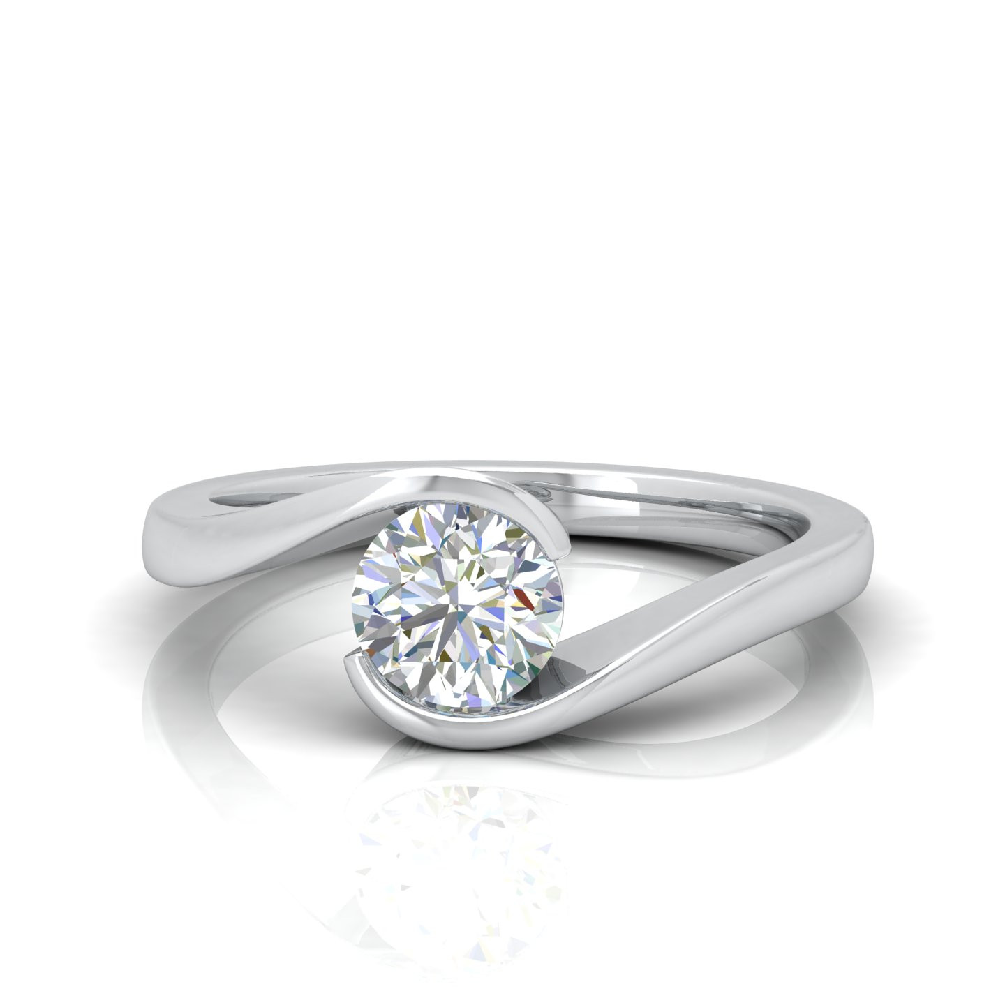 Round Diamond Tension Set Solitaire Engagement Ring